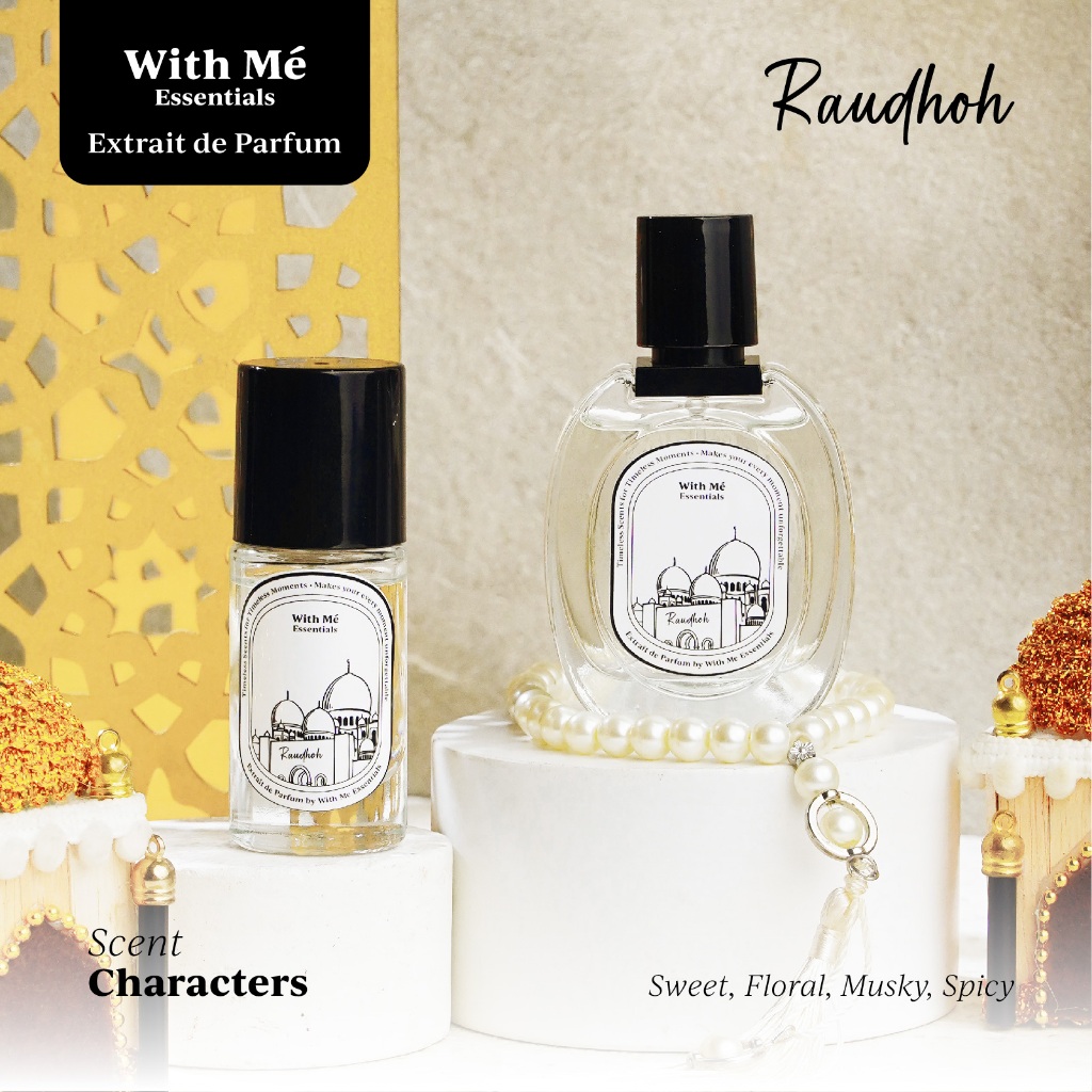 PARFUM RAUDHOH WITH ME ESSENTIALS MINYAK WANGI TAHAN LAMA 24 JAM PARFUM RAUDHOH ORIGINAL SHOLAT ISLA