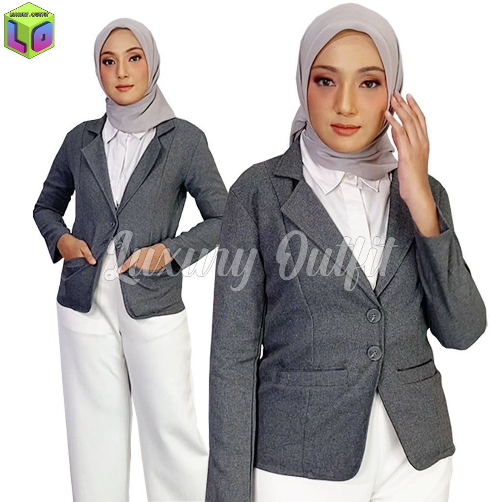 TERBARU JAS BLEZER WANITA KERJA KANTOR CEWE POLOS DEWASA ANAK JAKET BLAZER GURU SANTRI PONDOK