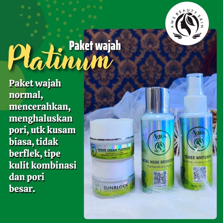 Cream AWS Beauty Skin Platinum For White  Paket wajah untuk wajah kusam dan flek bintik  Cream wajah