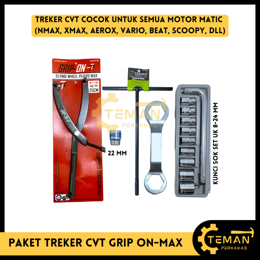PAKET KOMPLIT Treker CVT Matic Universal GRIP ON MAX / Treker CVT Motor Universal Honda Yamaha Semua