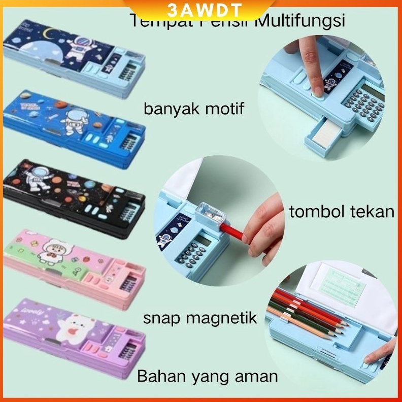 

KODE F14O CODPola Kartun Tempat Pensil Multifungsi with Kalkulator 2 Layer Tempat Pensil