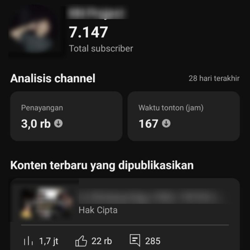 AKUN YOUTUBE 7.100 Subscriber (Musik) Akun Tahun 2021