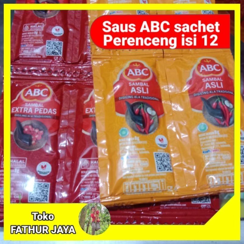 

saus sambal ABC sachet per lusin ekstra pedas dan sambal asli abc