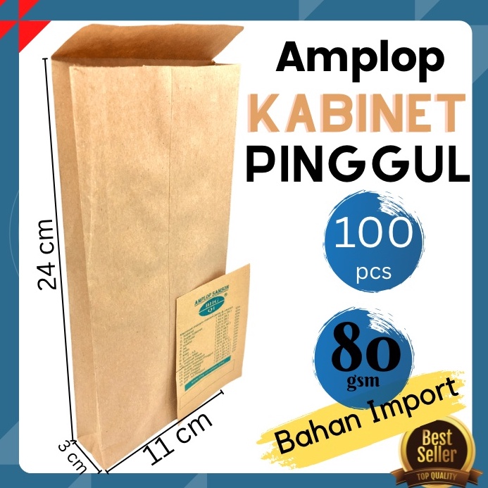 

KODE X89A Amplop Coklat Kabinet PINGGUL 11x24Cm isi 1lbr amplop uang