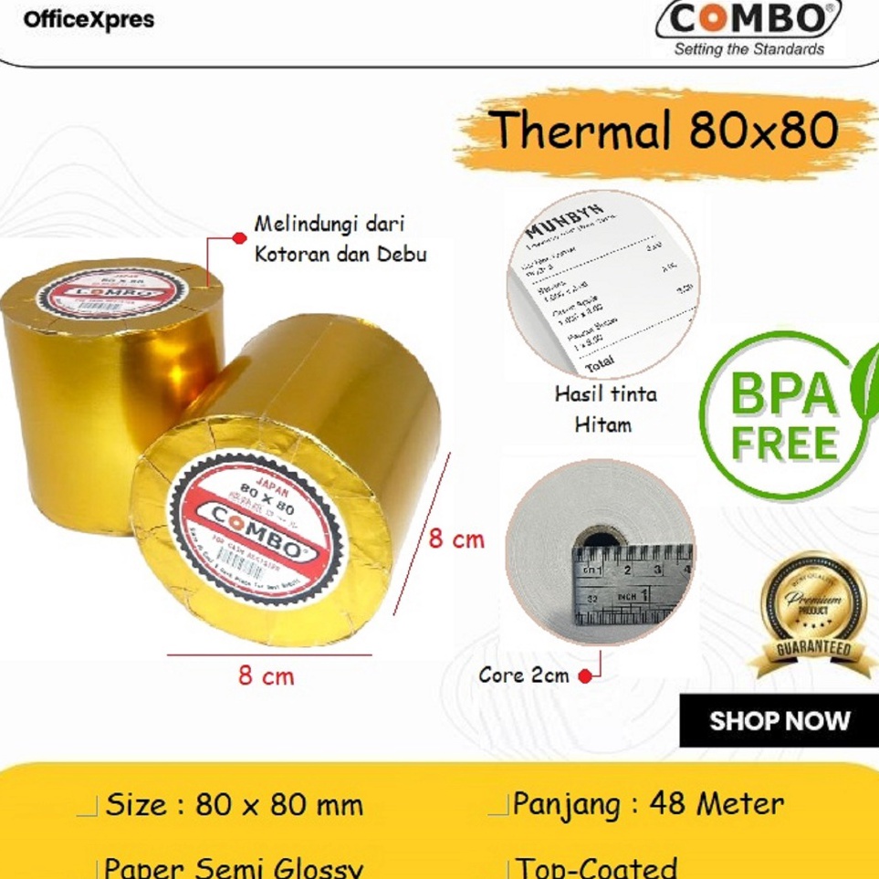 

Jaminan Kualitas Kertas Struk Kasir Kertas Thermal 8 x 8 Kertas Kasir Thermal Roll Combo