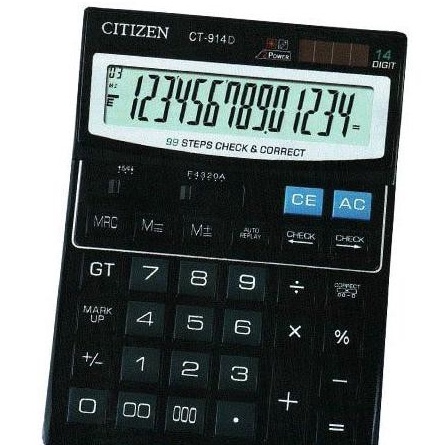 

KODE V56L Kalkulator Dagang 14 Digit Citizen CT914D