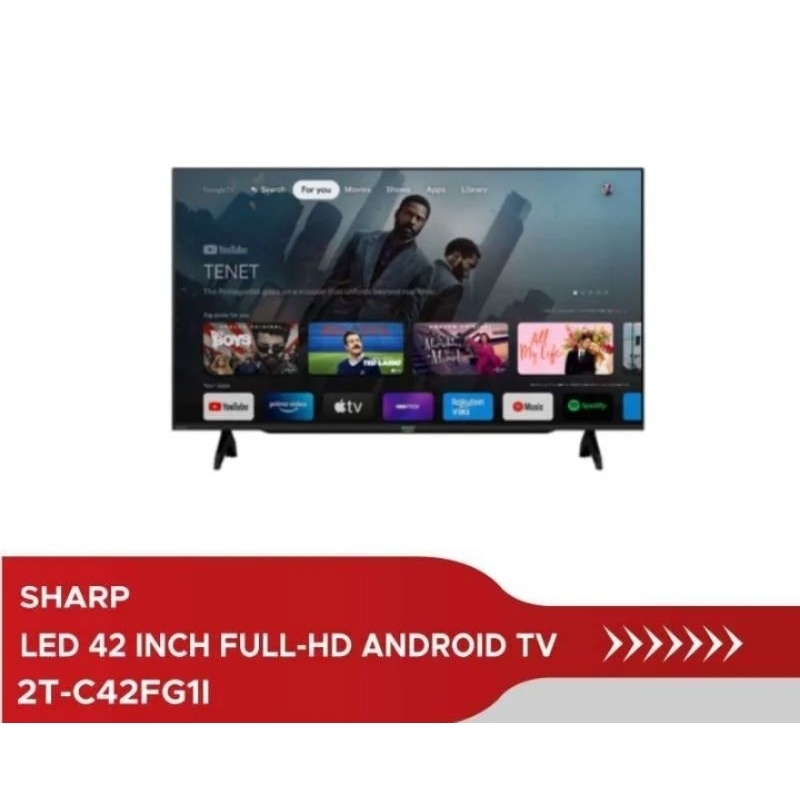 (Khusus Wilayah Kota Palembang) LED TV 42 INCH SHARP FULL-HD ANDROID TV 2T-C42FG1I With Google Assis