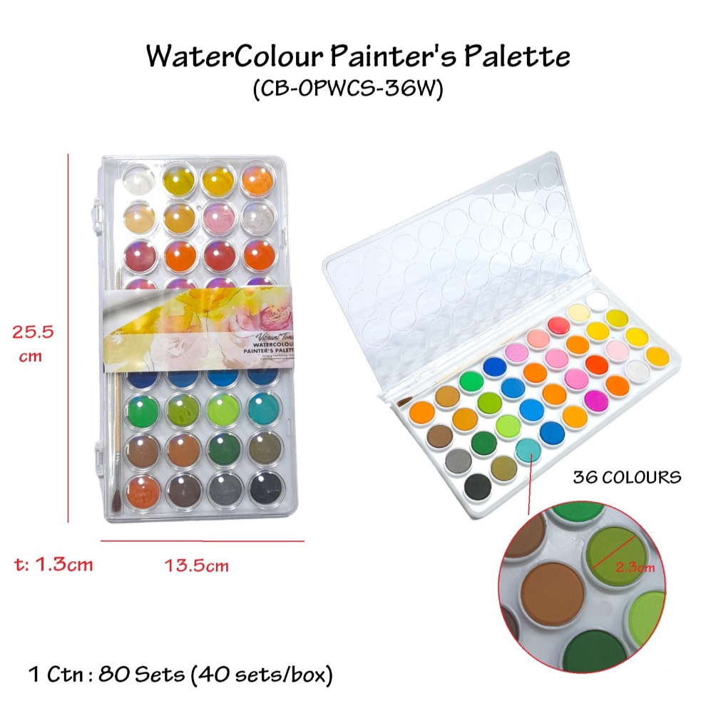 

KODE D1A Water Colour Painting 36 Colour Solid Cat Air Lukis 36 Warna