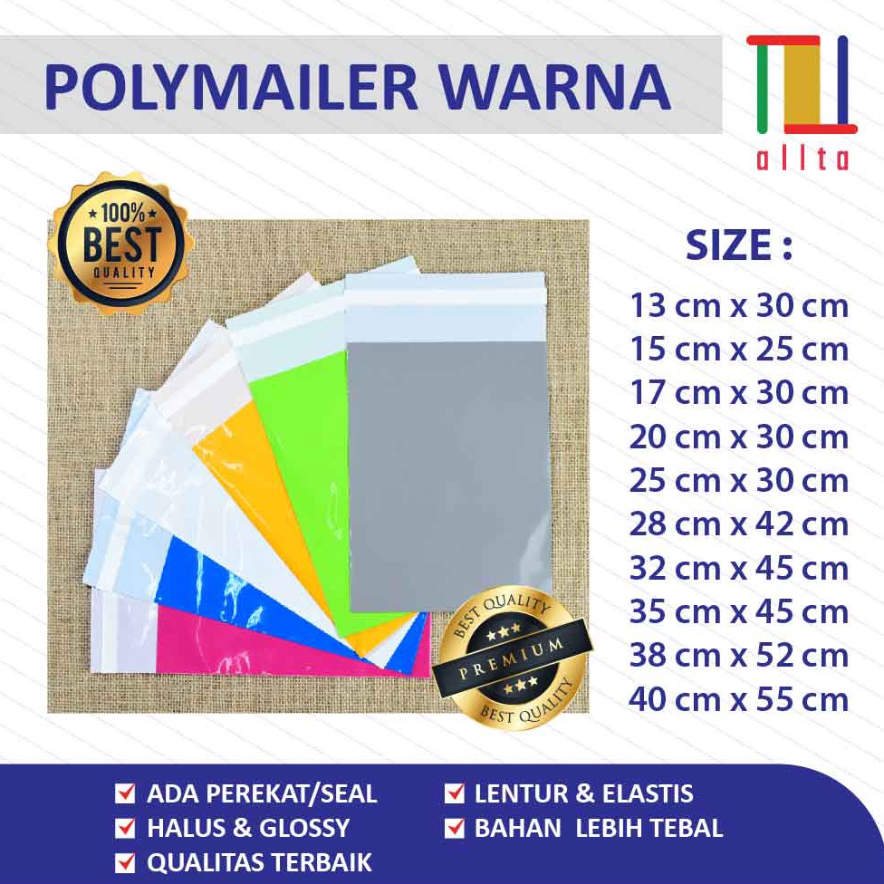 

KODE W48Q PLASTIK PACKING OLSHOP PE POLYMAILER kantong kemasan amplop plastik multi guna 1 PCS 6MIC GLOSSY mewah elegan