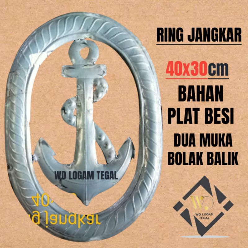 ornamen ring jangkar 40x30cm dua muka, hiasan pintu pagar besi
