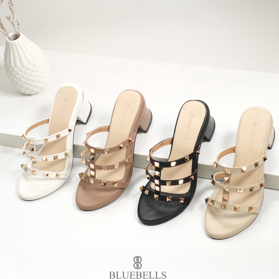 Super Untung Bluebells IVONA Sendal Heels Wisuda Wanita 5cm Aksesoris Pyramid Elegan Tersedia Size 3