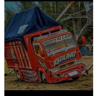 COD miniatur truk oleng kayu asli permata agung merah asli oleng gasruk mainan anak kekinian