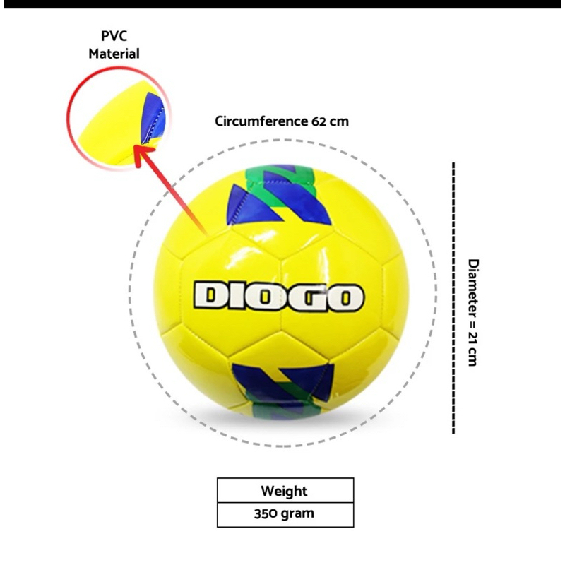 Bola Kaki Diogo Negara size 5 / Sepak Bola Merek Diogo Bendera Negara
