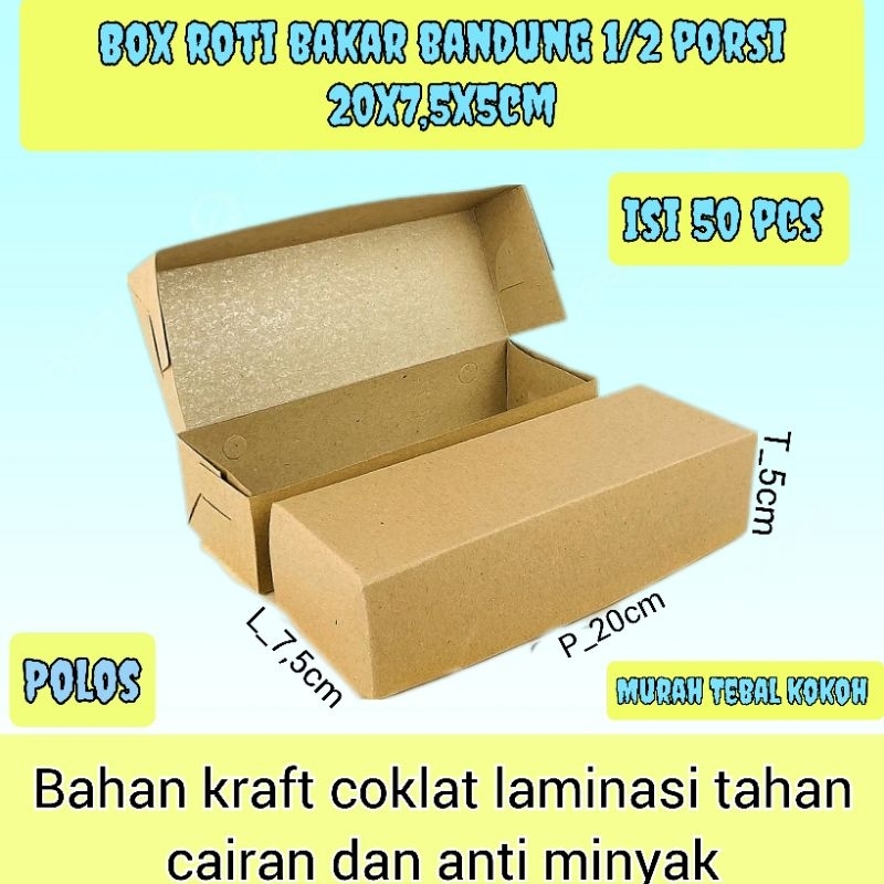 

Dus Roti Bakar Bandung / Kotak Roti Bakar / Dus Box Roti Bakar Lamainasi / Kemasan Roti Bakar / Kardus Roti bakar / Packaging Roti bakar / Wadah Roti bakar/puff pastry / cake take away / brownies roti bakar setengah porsi polos isi 50 pcs