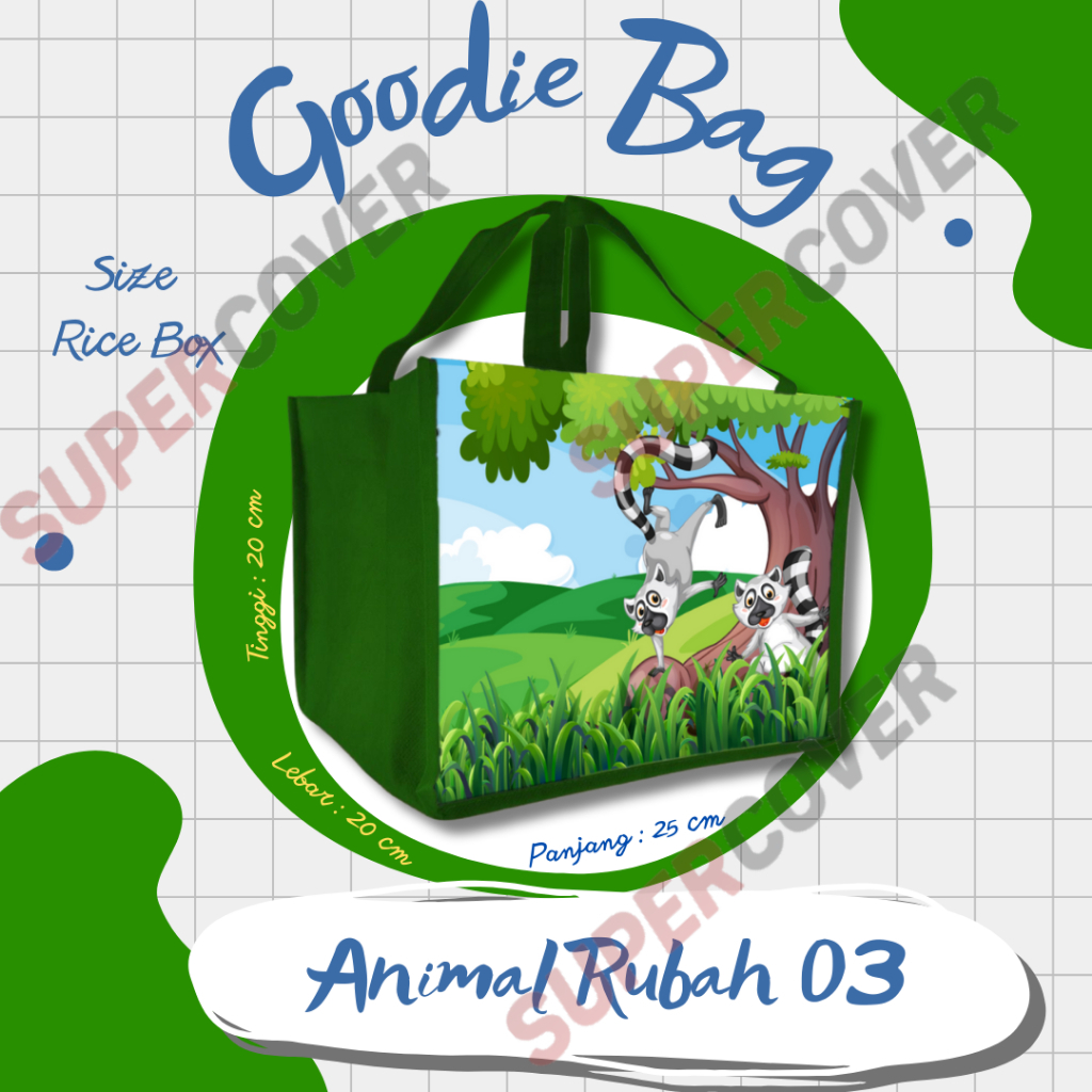 

Goodie Bag Gambar Kartun Karakter Animal 03 Warna Hijau Tua Termurah Dan Terlaris Untuk Acara Ulang Tahun, Aqiqah, Sunatan Dan Lain lain.