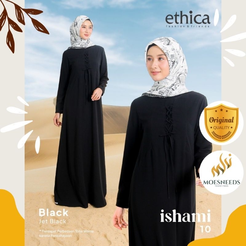 ETHICA Gamis Wanita Hitam Polos Ishami 10