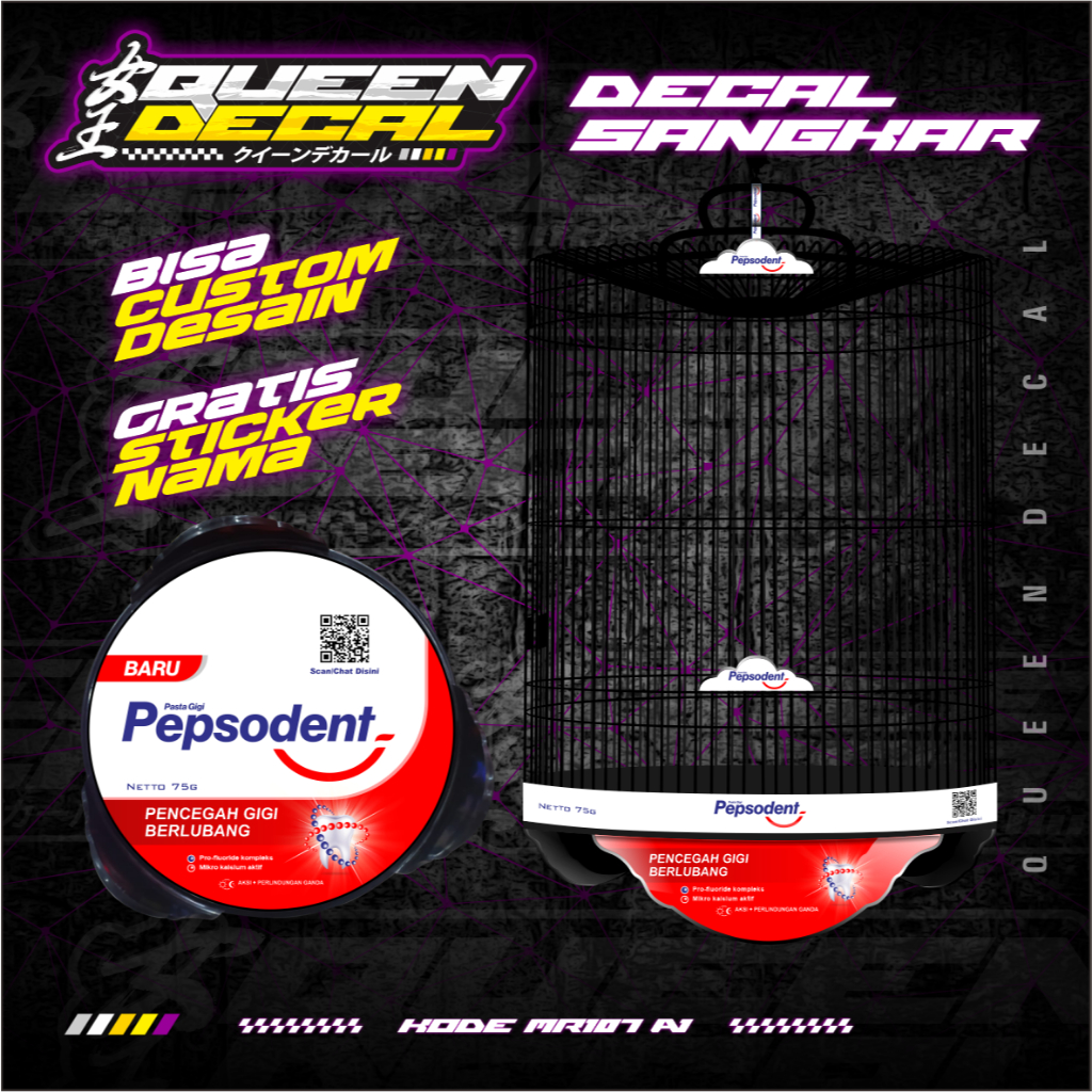 Stiker Sangkar Burung Tebok Murai  Bulat / Decal Sangkar Tebok Bulat Sangkar Radja - MR