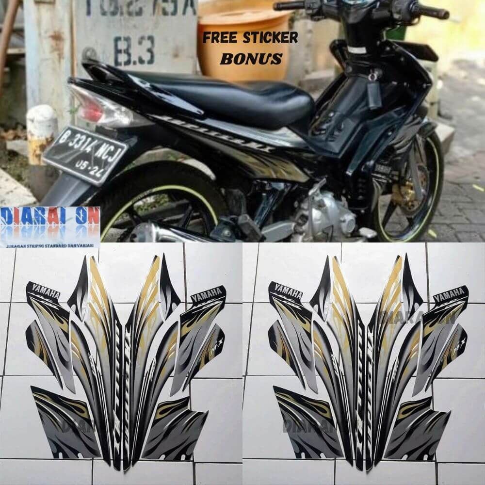 Striping Stiker Yamaha Jupiter MX 2009 Old - Jupiter MX 135 2009 2010 Lama Old Hitam Gold Murah