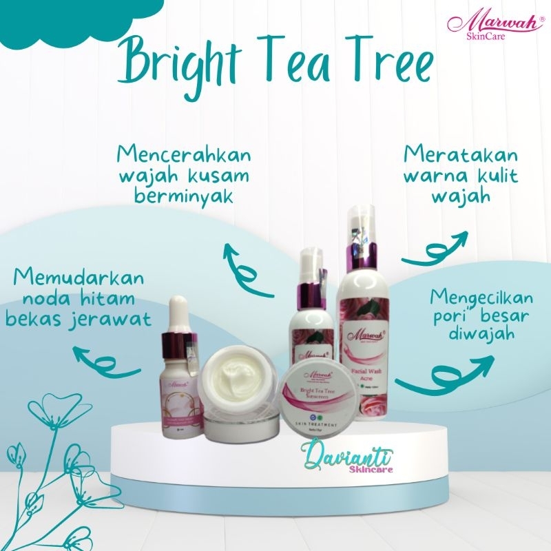 Marwah Skincare Paket Bright Tea Tree Untuk Wajah kusam Berminyak