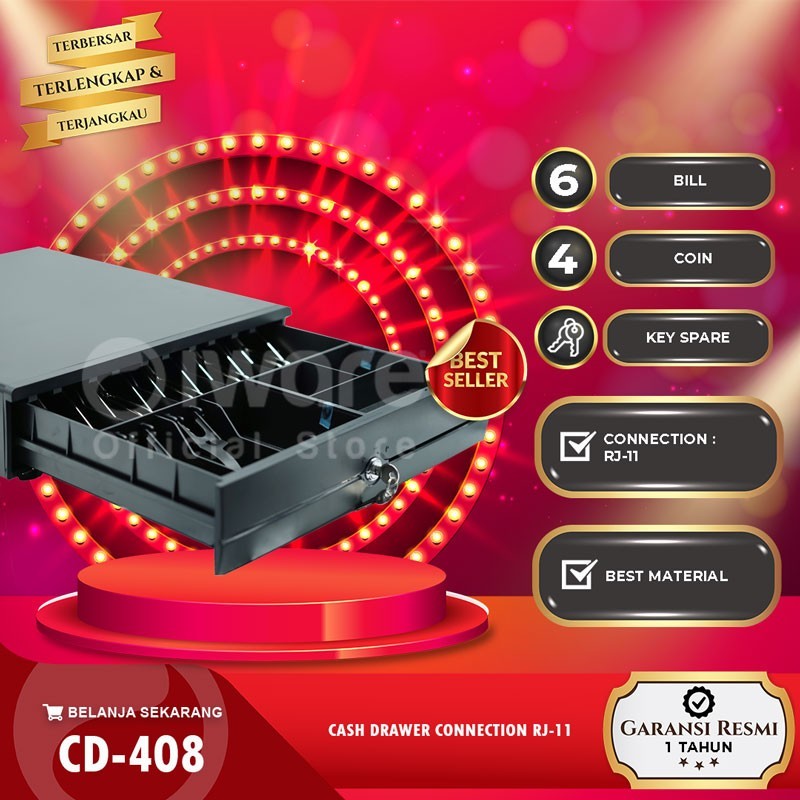 Iware CD-408 CD408 CASH DRAWER LACI KASIR RJ-11 RJ11