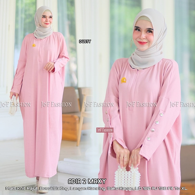 Adia Maxy Original Gamis Batwing Kelelawar Solo Fashion Wanita Premium Gamis Kaos Knit Rajut Import 