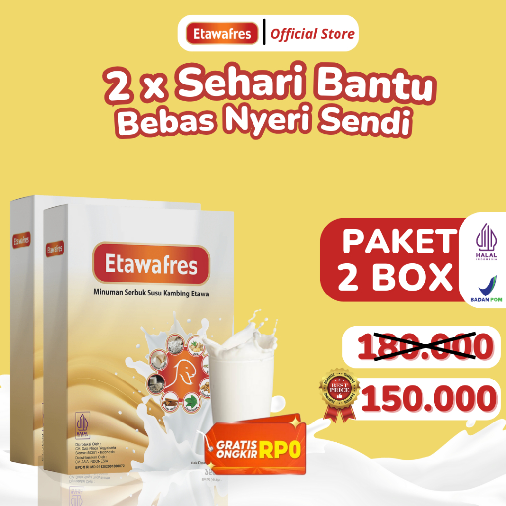 

Etawafres Paket 2 Box Susu Etawa Herbal Bantu Atasi Nyeri Sendi