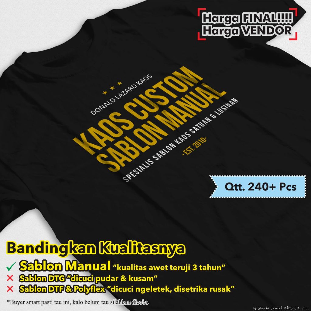 [240 Keatas] Sablon Custom Kaos - Sablon Manual Rubber HQDL PLAST Lebih dari Plastisol biasa