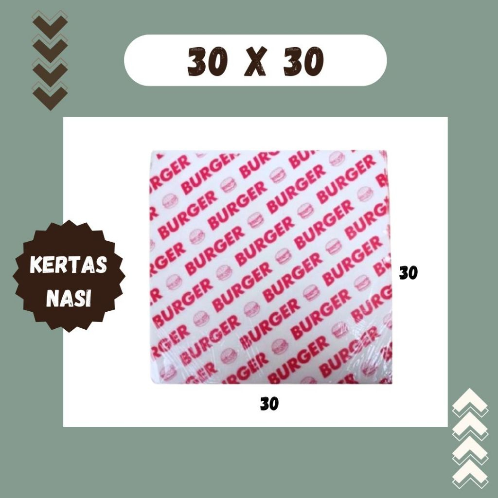 

Kertas Burger Merah | 30x30 | Paper Wrap | Burger | Kebab | Food Grade | Laminasi | Happy Shop