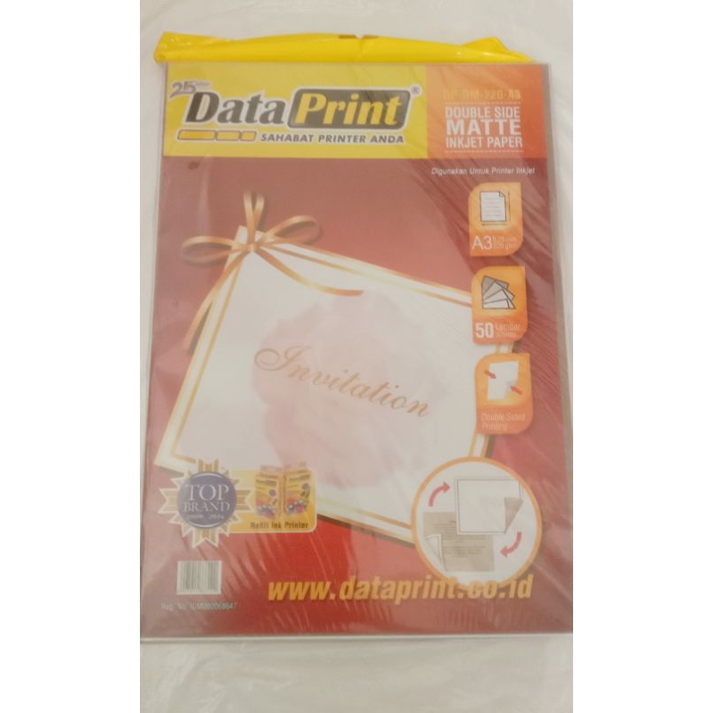 

Data Print Double Side Matte A3 220 Gsm isi 50 Lembar