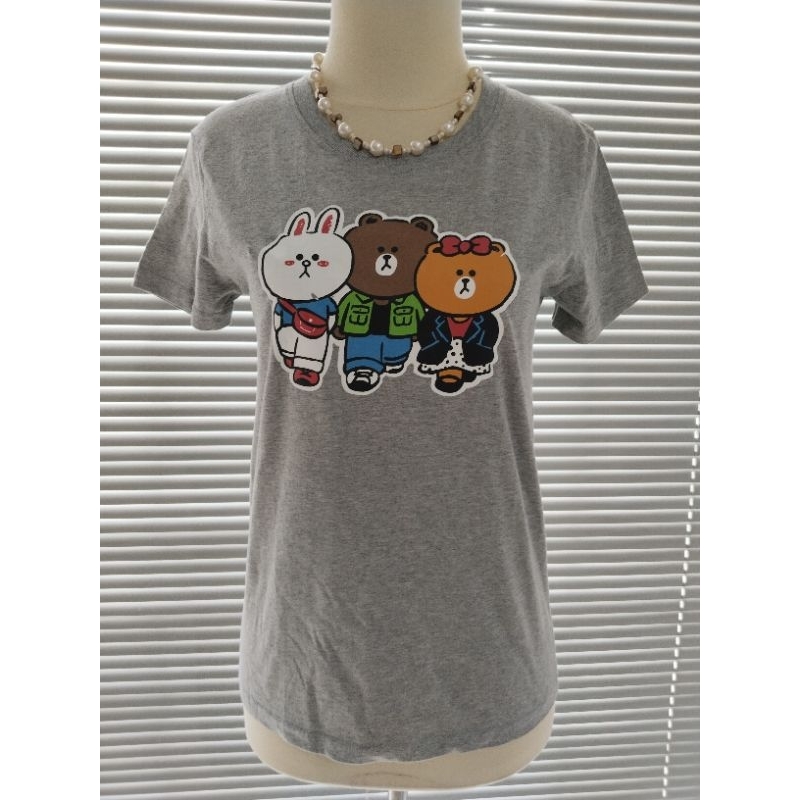 Kaos Wanita Line Kaws UT Grey Size S*(Baru)