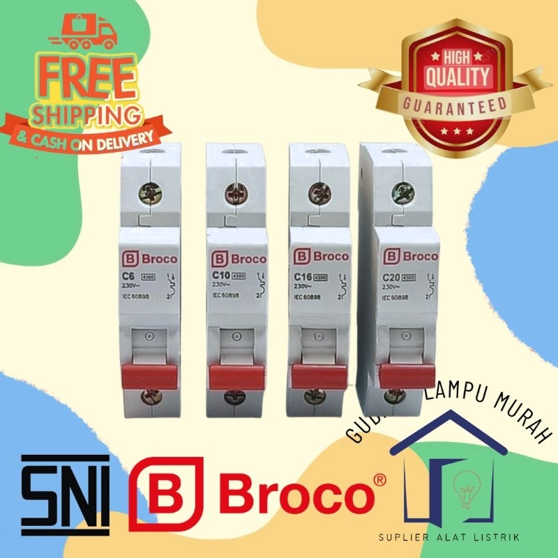MCB 1P 6A 17306C Broco SNI MCB 6A Broco Original