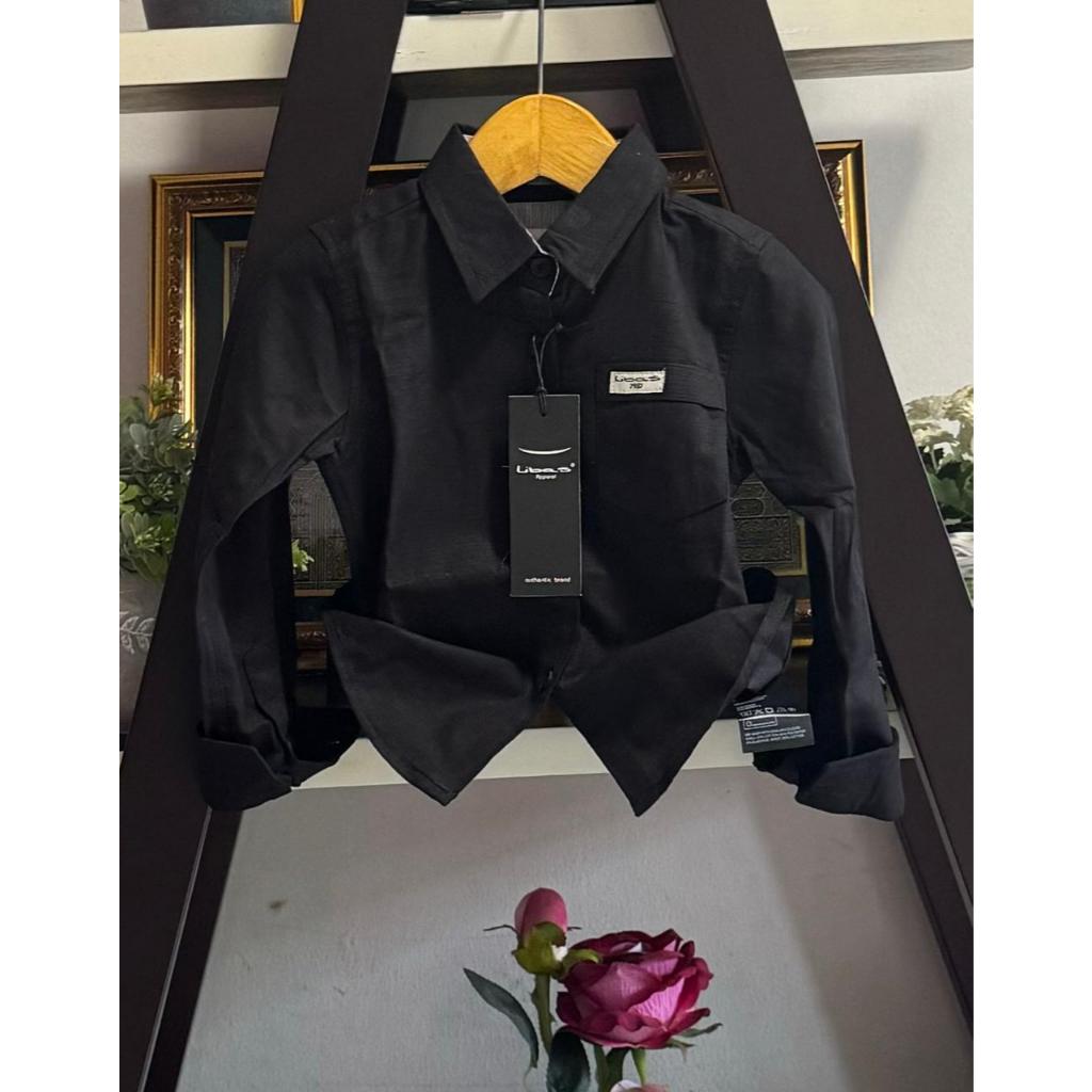 kemeja anak lengan panjang warna hitam 1-13 tahun by LIBAS Bisa COD