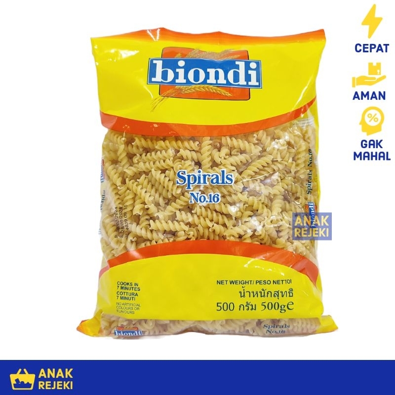 

Biondi Spirals Pasta No.16 500gr - Spiral Fusilli Mie Italy