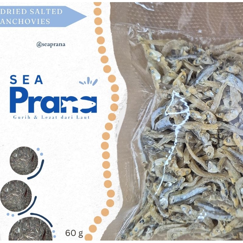 

sea prana - ikan teri asin kering | dried salted anchovies | ikan teri sibolga - 60 gr