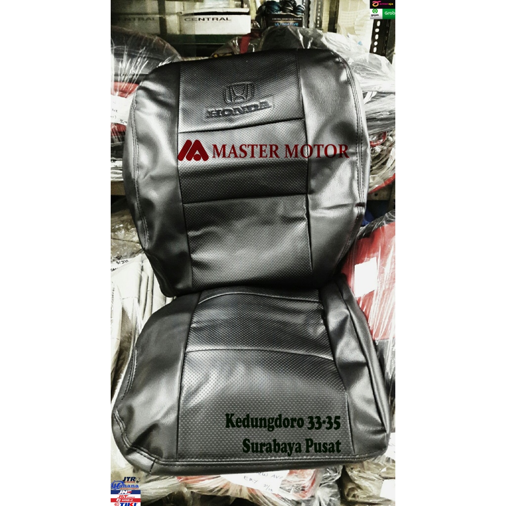 Sarung Jok Honda Jazz 2005 Hitam bintik 1 set - Bungkus Sandaran Mobil Seat Cover