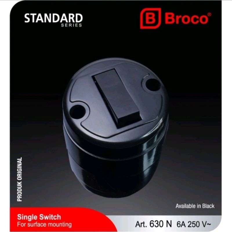 SAKLAR ENGKEL BROCO 630N TEMPEL SINGLE 1 BULAT HITAM CLASSIC JADUL ASLI ORISINIL SAKLAR LAMPU BLACK 