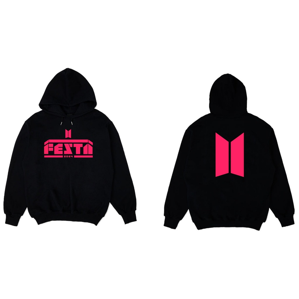 Jaket Hoodie Bangtan Festa 2024 sablon besar dan Logo BTS besar free foto random