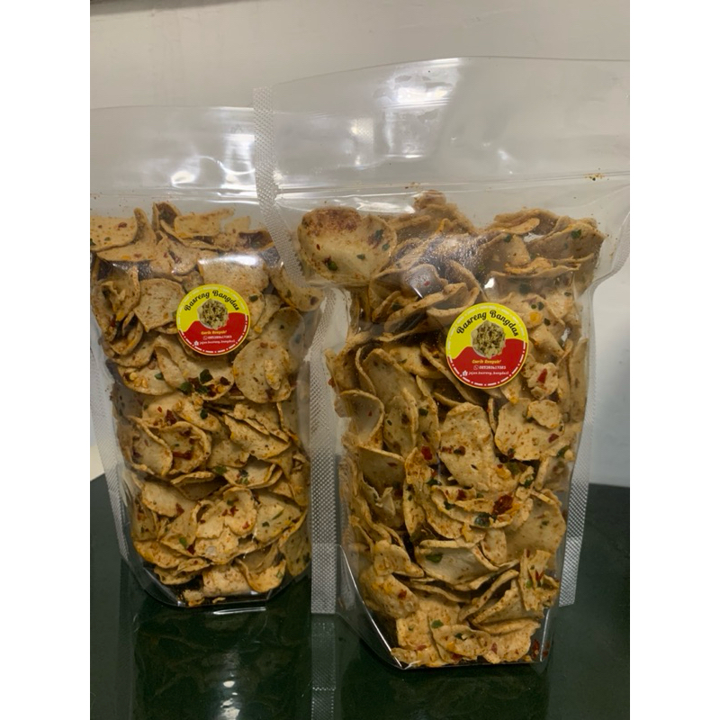 

Keripik Basreng/Baso Goreng Bumbu Basah Pedas Daun Jeruk 250gr