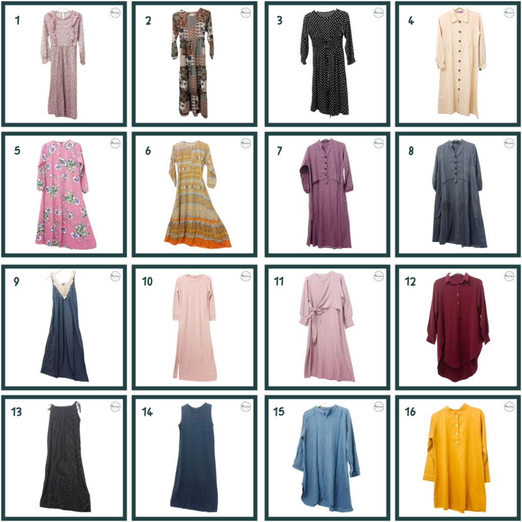 mididress gamis tunik tops atasan | warna coklat muda hitam polkadot ungu biru denim