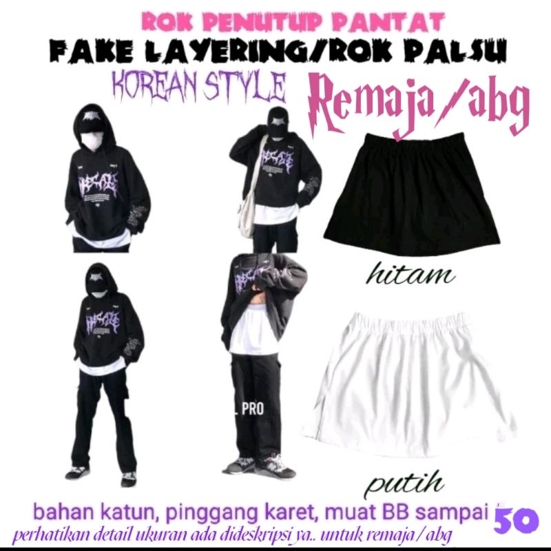 AZ Bisa Cod Fake Layering Rok Palsu Pelapis Rok  Remaja Korean Style Penutup Pantat Katun
