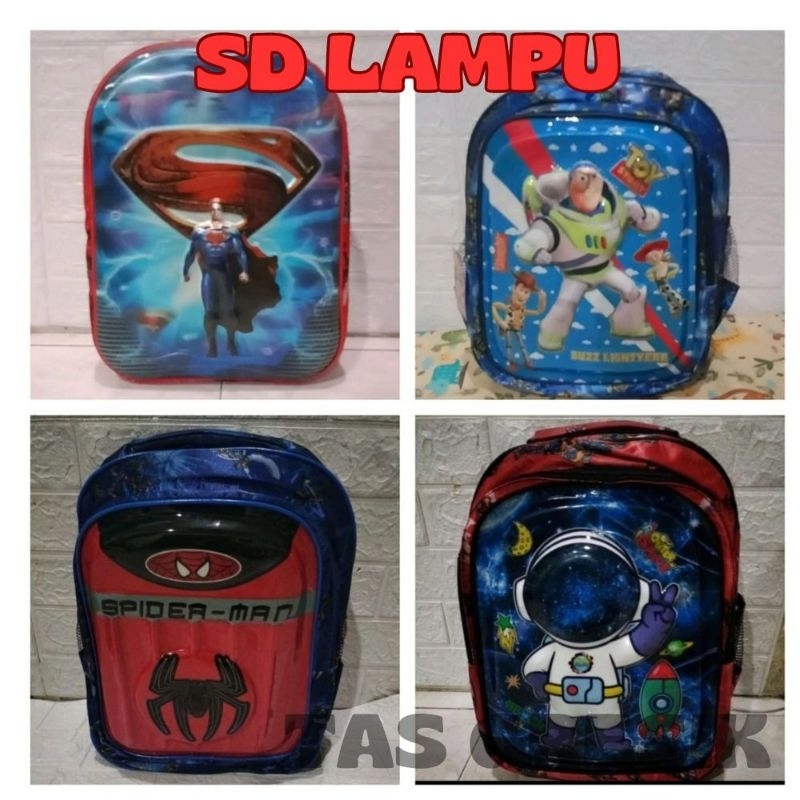 SUPER SALE........TAS ANAK SEKOLAH 3D SD EMBOS LAMPU /TAS SEKOLAH COWOK ORIGINAL KARAKTER