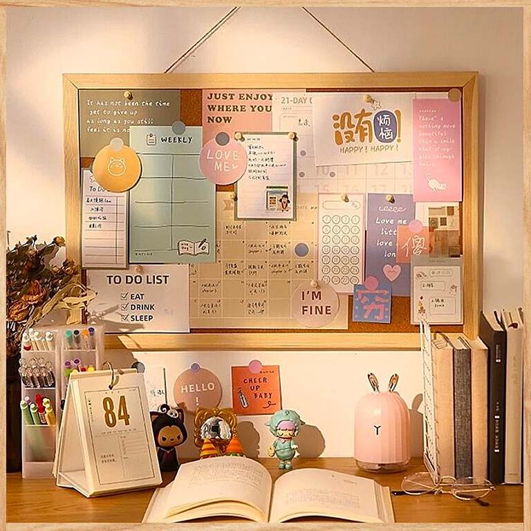 

KODE U93A TERMURAH Mading kamar aesthetic dekorasi meja belajar task planer Message Board MDF Board Vision Board Mading Kamar Pin Board Board send Sticker and accessories