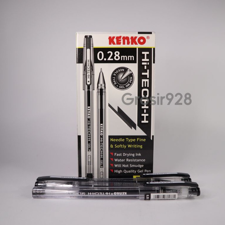 

KODE R59X Per 12 Pen Gel Kenko Hi Tech Hitech HiTech 28 mm Pulpen Pena Gel Needle Pen warna Hitam Biru