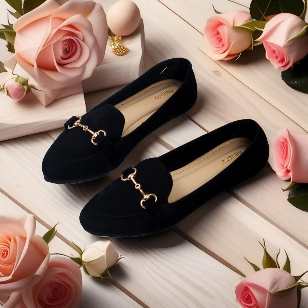 Vanessa Sepatu Flat shoes wanita Kekinian Hitam