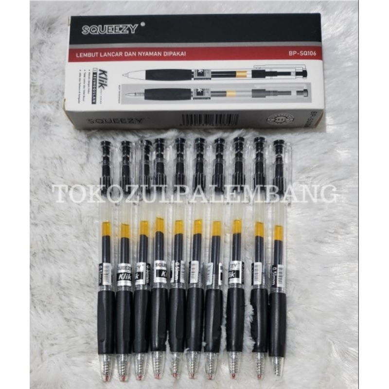 

[1 Pc] Pena Ballpen Gel 0.5 mm Pen Pulpen Klik Cetekan Hitam BP-SQ106 Squeezy