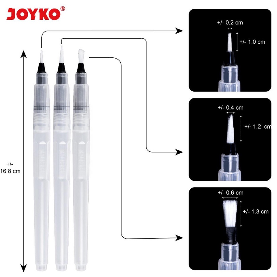 

KODE O59I Joyko Water Brush Set 3 Kuas cat air Kuas Lukis Joyko