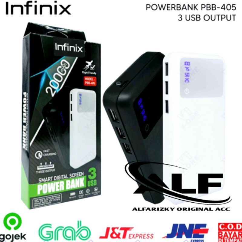 PB PowerBank Infinix 20000Mah 3Port Usb Power Bank Universal Bisa Kesemua Hp