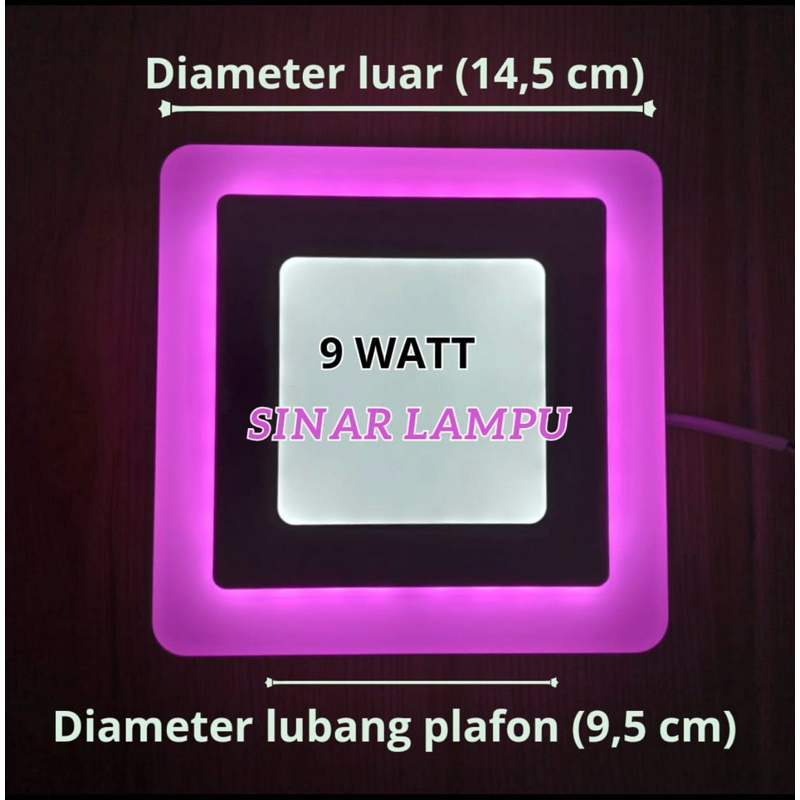 Lampu downlight 9watt 2 warna putih pink