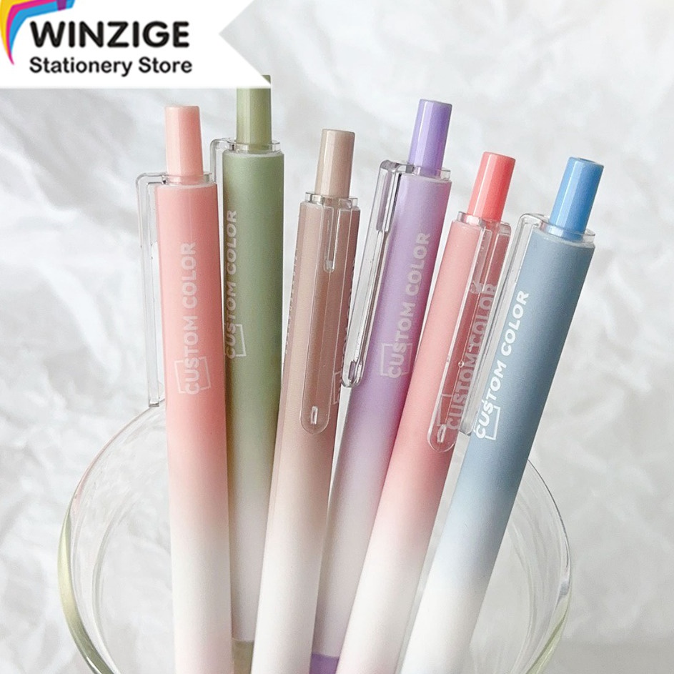 

Winzige 6pcs pulpen gel lucu 5mm pulpen aesthetic retractable gel pens pen mekanik tinta hitam