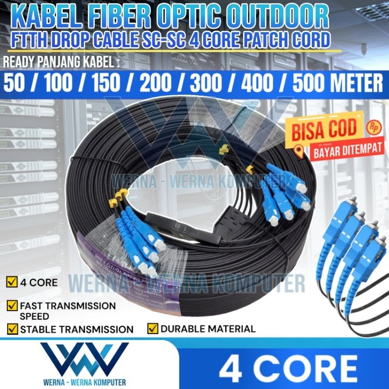 KABEL FIBER OPTIC / OPTIK FO 4 CORE PRECON FTTH SC OUTDOOR 500 METER